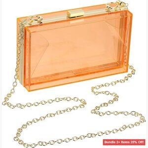 Clear Acrylic Clutch Purse with Removable Chain Strap Crossbody Handbag